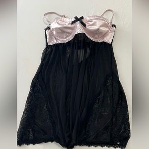 Light Pink/Black shear lace Babydoll
